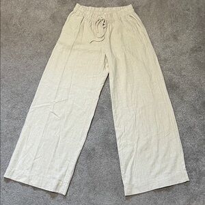 A New Day Tie Waist Linen Pants Tan Beach Summer Vacation